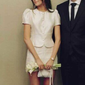 Reformation Ivory Button-Up Mini Dress